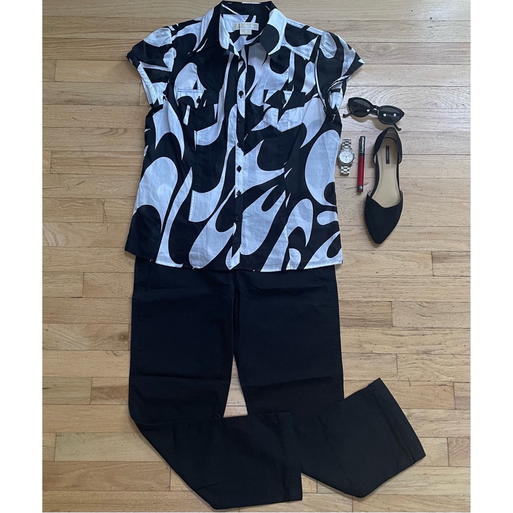 Michael Kors Button Down Shorts Sleeved Blouse